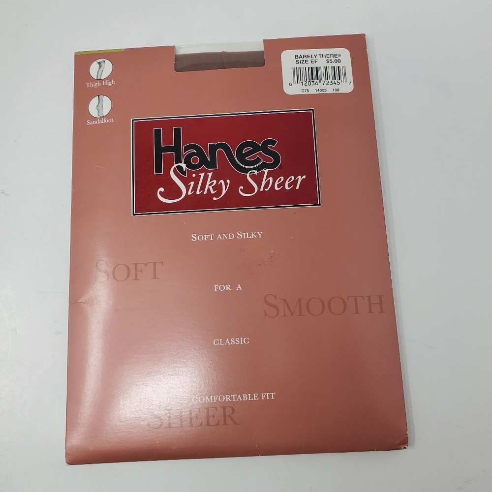 Vintage Hanes Dark Tan  Silky Sheer Thigh high sandalfoot panty Hose Size ef